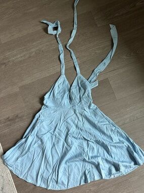 Lulu's Light Blue Halter Mini Dress